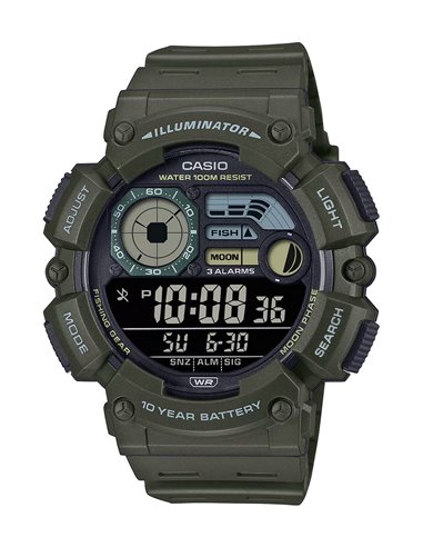 Relógio Casio WS-1500H-3BVEF com Modo de Pesca e Fases da Lua verde