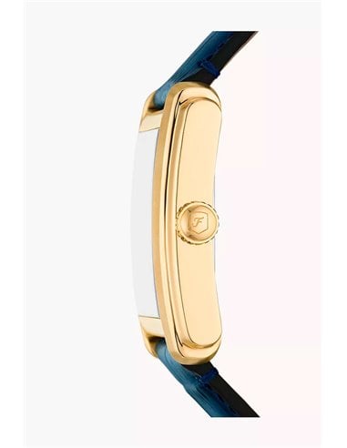 Relógio Fossil Carraway FS6076 de aço dourado e pulseira azul.