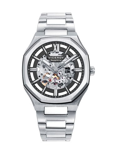 Viceroy 45013-53: Stainless Steel Automatic Skeleton Watch with Sapphire Crystal