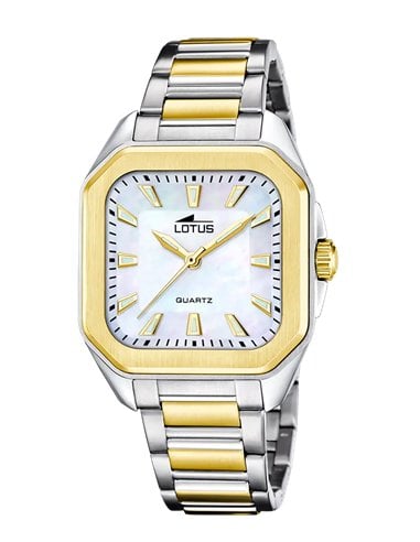 Lotus 18969/2: klassische Damenarmbanduhr mit goldenen Details und Perlmutt