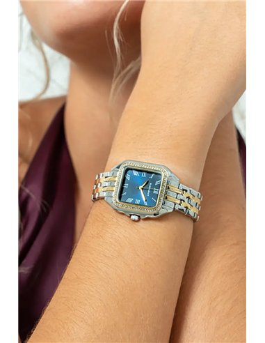 Montre Radiant Bahamas Luxe Femme Bleue/Bitone avec Cristaux RA643204