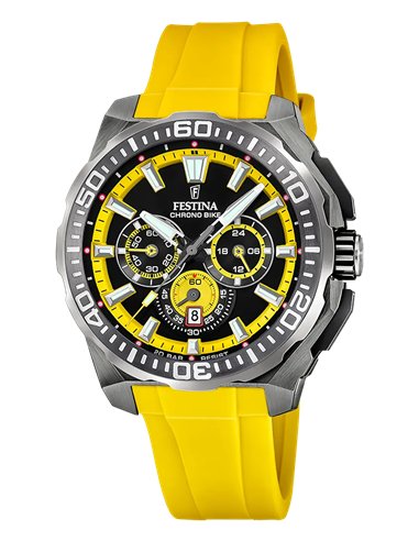 Festina Chrono Bike F20725/1 pour homme avec bracelet en caoutchouc jaune