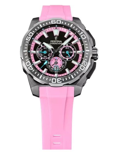 Festina Chrono Bike homem F20725/2 com pulseira de borracha rosa