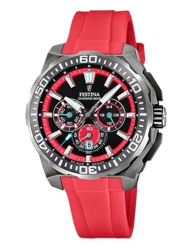 Festina Chrono Bike F20725/5 para Hombre con Correa Caucho Roja