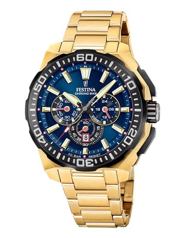 Festina Chrono Bike Men´s F20727/1 Gold Watch with Blue Dial