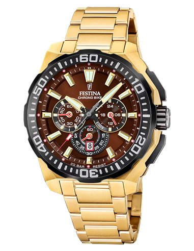 Reloj Festina Chrono Bike Hombre F20727/3 Dorado esfera marrón