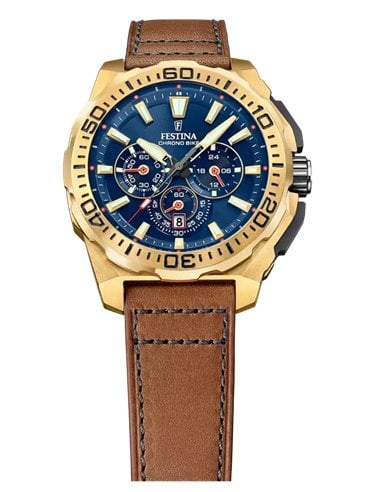 Montre Festina Homme Chrono Bike F20728/1 Dorée avec Cadran Bleu