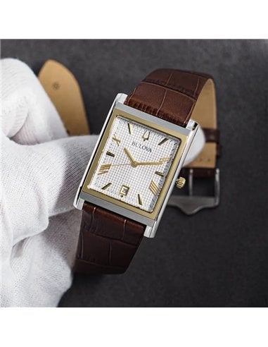 Bulova クォーツ時計 ブラウンレザー　18bambi印字あり 96B430 - Bulova Sutton Classic Misc Watch - Hobnail Pattern