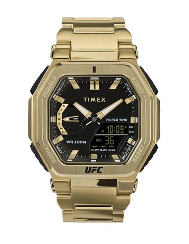 Timex TW2V84500 UFC Colossus 45 mm goldfarbene Analog-Digital Uhr