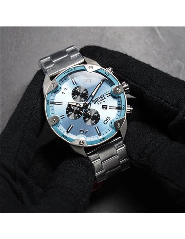 Diesel DZ4655 Spiked Uhr 49 mm Blaues Zifferblatt