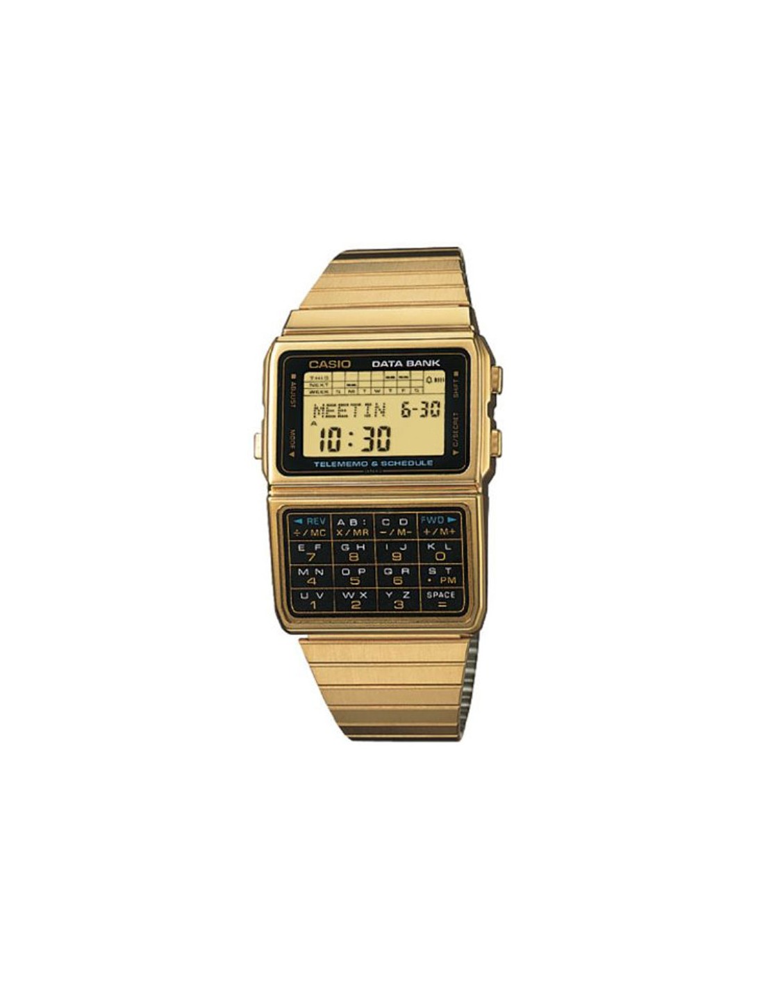 Reloj Casio Hombre Dorado Calculadora DBC-611GE-1EF