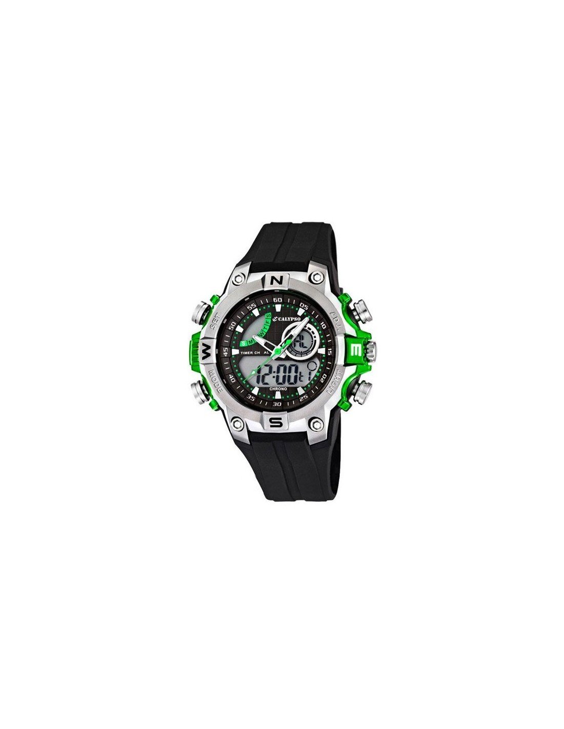 Reloj Calypso Digital Hombre Plateado y Negro K5586/2