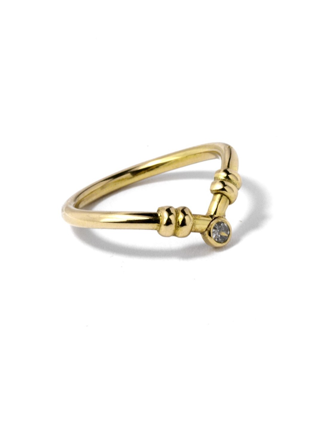 18 K Gold Ring Curved Single Stone A102561