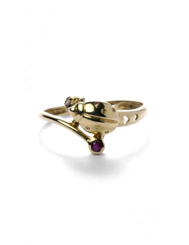 18 K Gold Ring Curved Lady Bug A292917