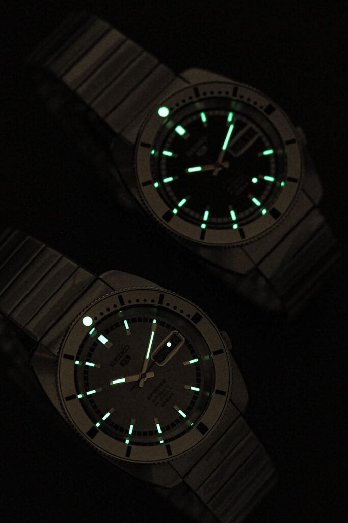 Dial con Luminiscencia de las Agujas e índices de los modelos heritage seiko 5