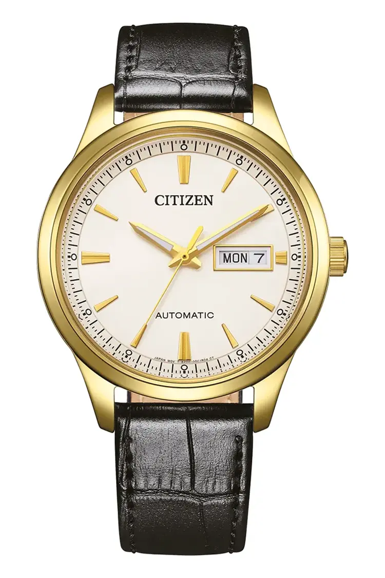 Goldfarbener Citizen Of Collection Mecha mit Lederarmband