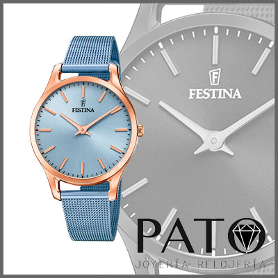 Reloj Festina Mujer F20506/2 Esfera azul correa malla milanesa azul