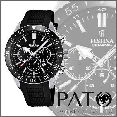 Reloj Festina Hombre Deportivo Ceramic Negro Crono F20515/2 - $ 287.300