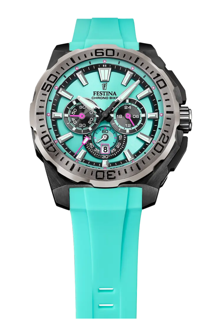 Montre Festina Chrono Bike avec bracelet en caoutchouc cyan