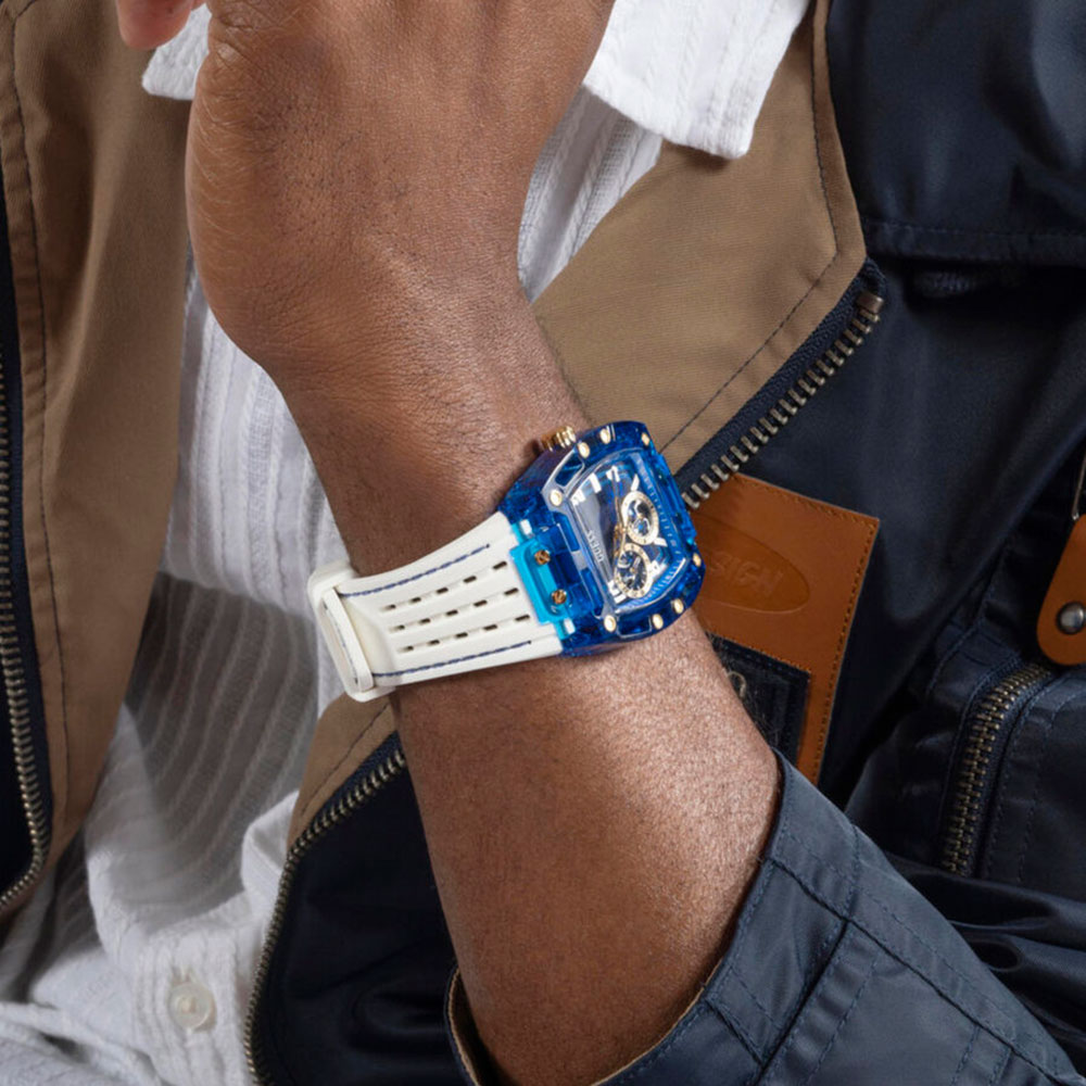 Montre Boîtier Résine Bleue