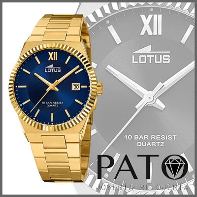 Reloj Lotus Freedom para hombre dorado azúl