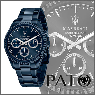 MASERATI Reloj Potenza Blue Edition para hombre, Azul, Moderno