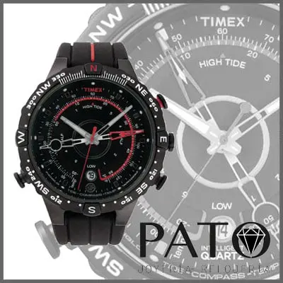 Timex Watch T2N720 Tide Temp Compass 45 mm INDIGLO Black