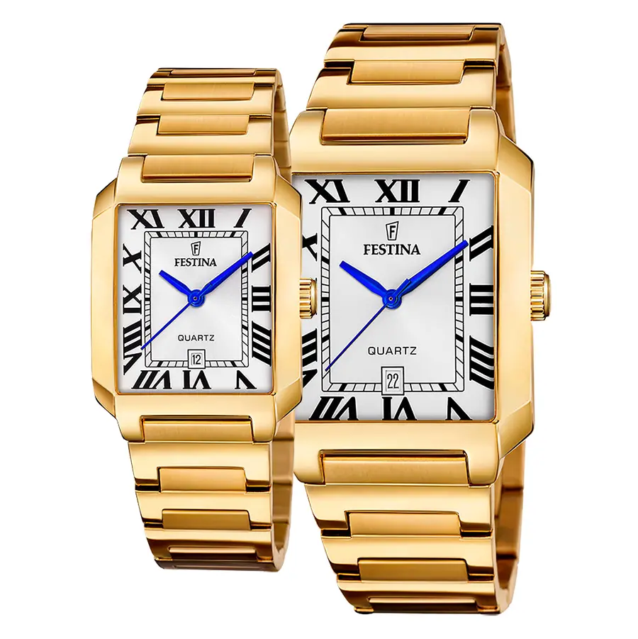 relojes dorados de parejas